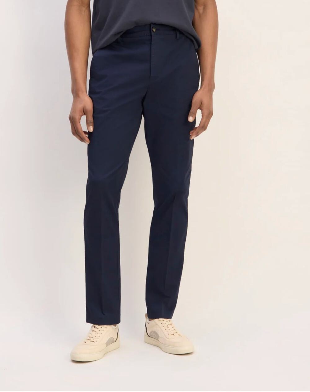 EVERLANE Mens Air Chino Pants 35x32 Navy Blue Stretch Cotton Poplin Slim Fit NWT